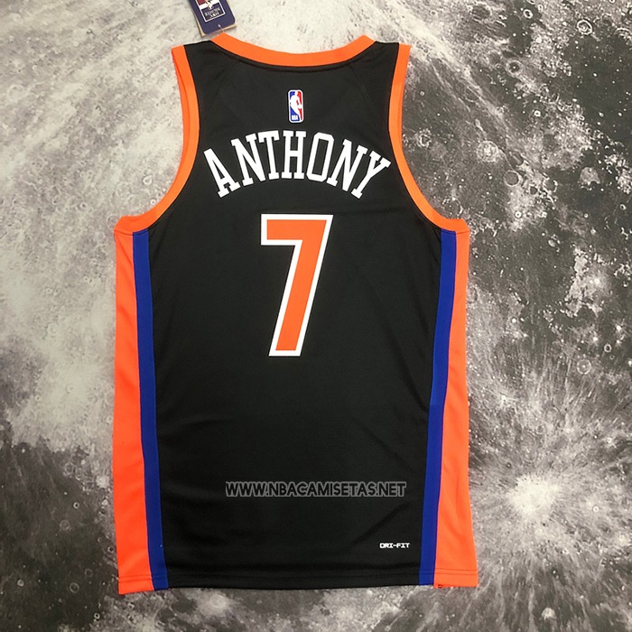 Camiseta New York Knicks Carmelo Anthony NO 7 Ciudad 2022-23 Negro
